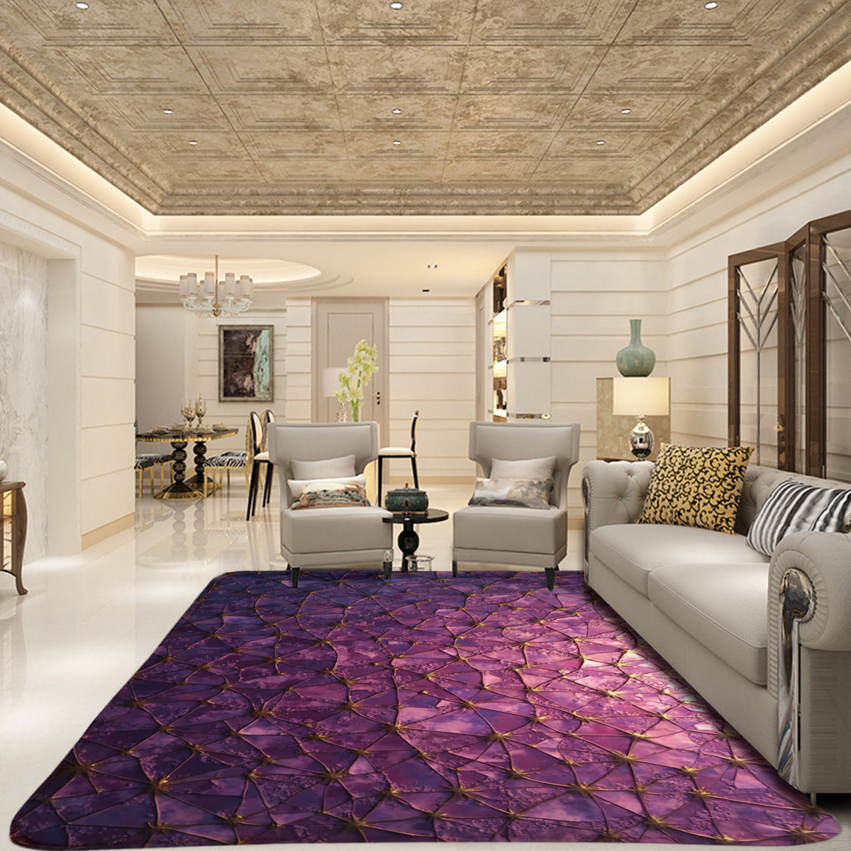 Amethyst Geometric Area Rug - Abstract Purple - Area Rug - VibVie