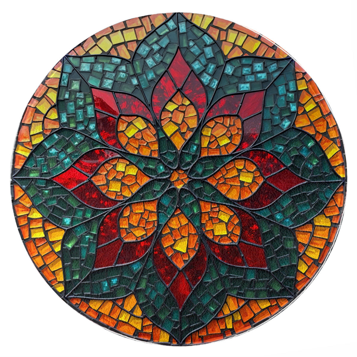 Mosaic Bloom Round Rug: Colorful Art Deco Medallion Accent Rug - Area Rug - VibVie