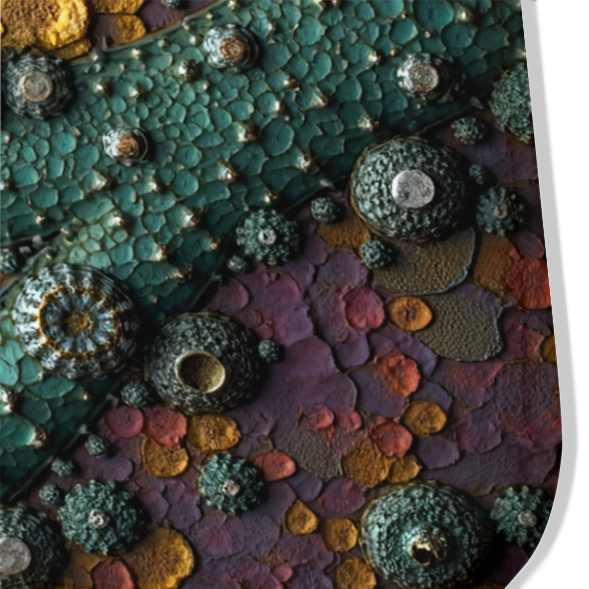 Fractal Bloom Rug - Textured Teal & Gold Area Rug - Area Rug - VibVie