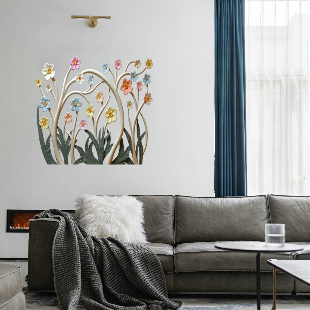 Whimsical Bloom Tree Wall Art - 3D Floral Decor for Nursery or Kids Room - Iron Painting - VibVie
