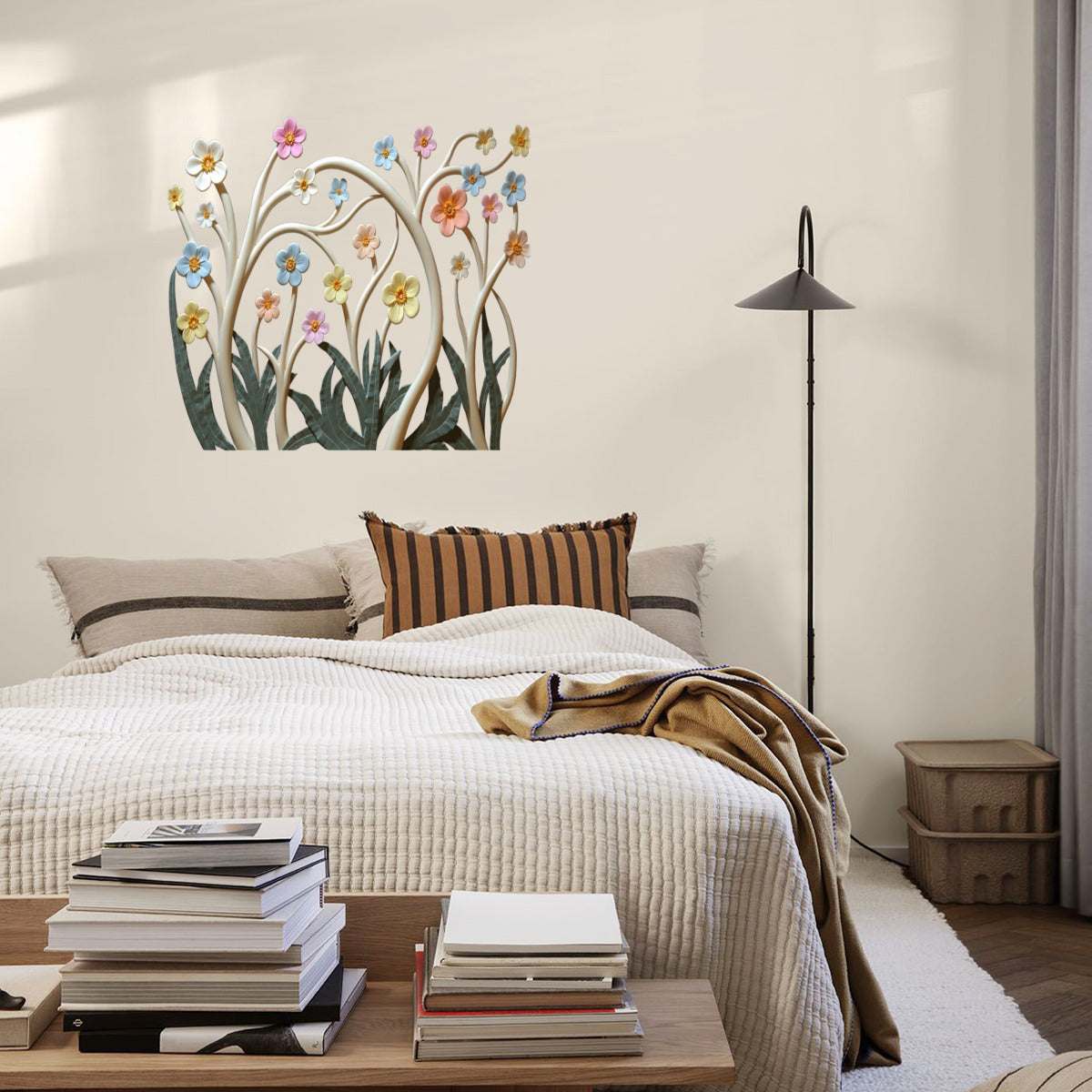 Whimsical Bloom Tree Wall Art - 3D Floral Decor for Nursery or Kids Room - Iron Painting - VibVie