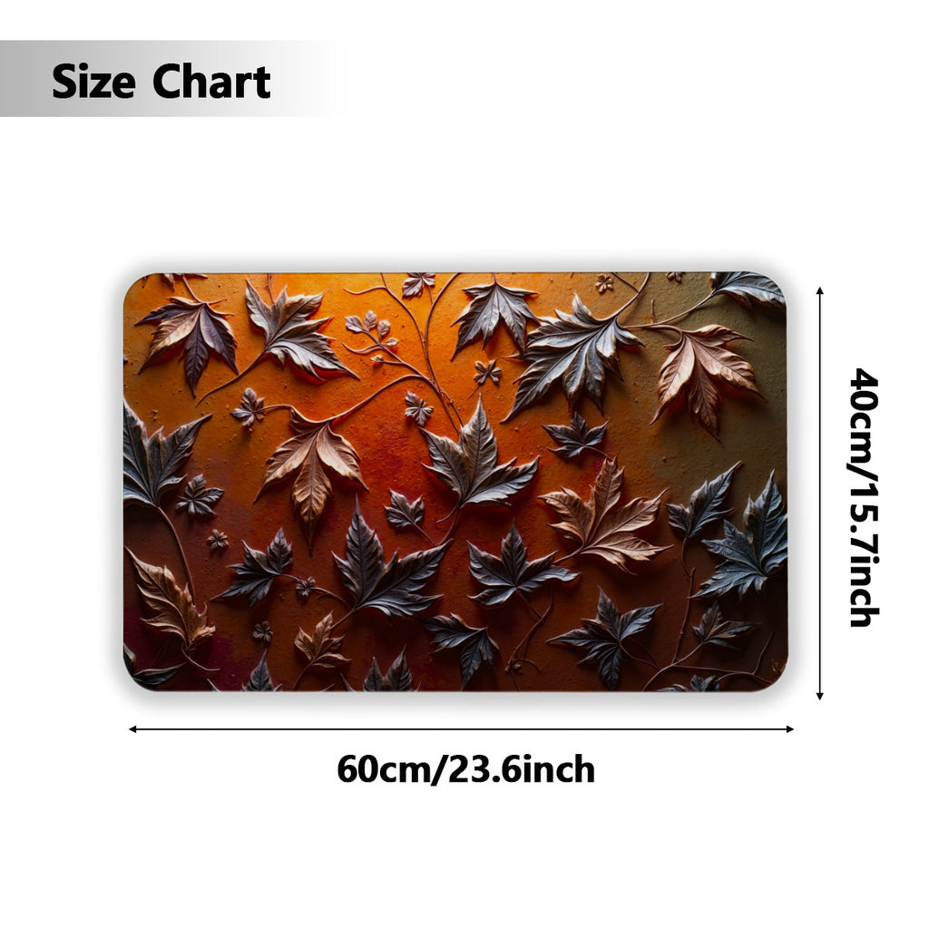 Autumnal Embossed Maple Leaf Doormat – Non-Slip Entryway Decor - Area Rug - VibVie Rug