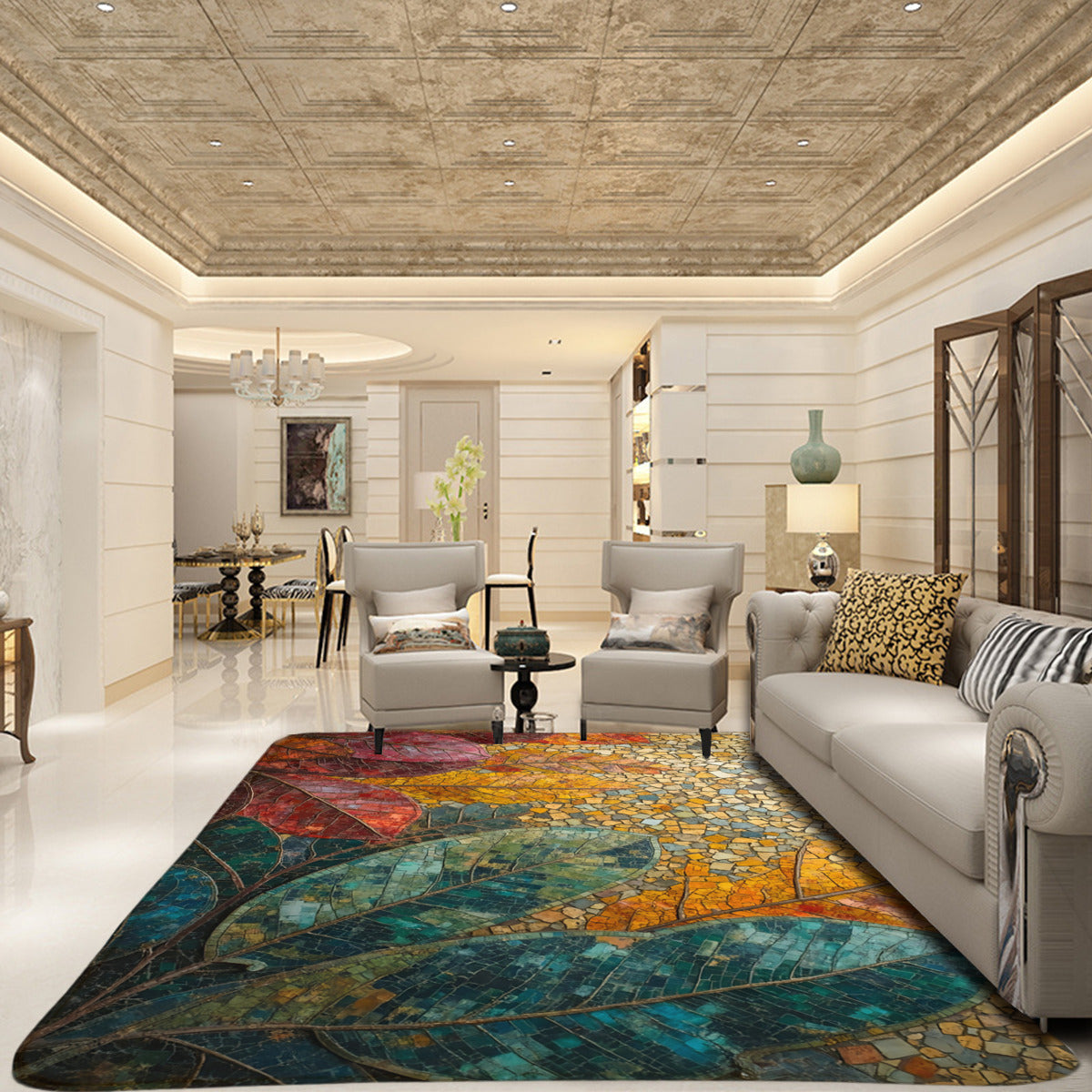Autumn Mosaic Leaf Area Rug - Area Rug - VibVie