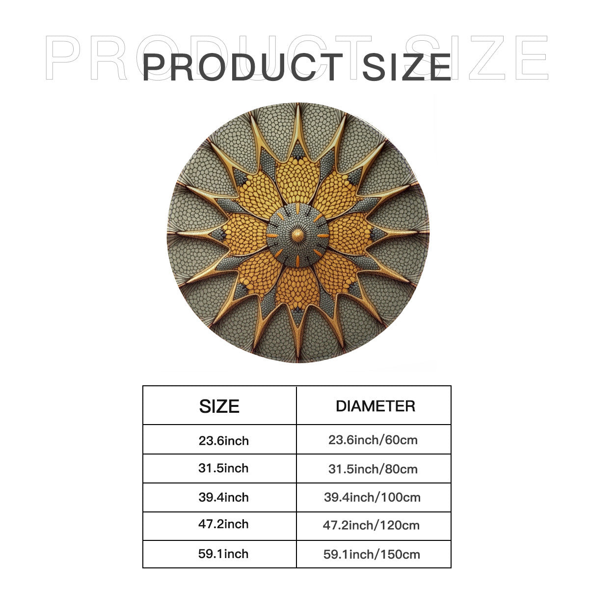 Golden Urchin: Geometric Round Area Rug - Area Rug - VibVie Rug