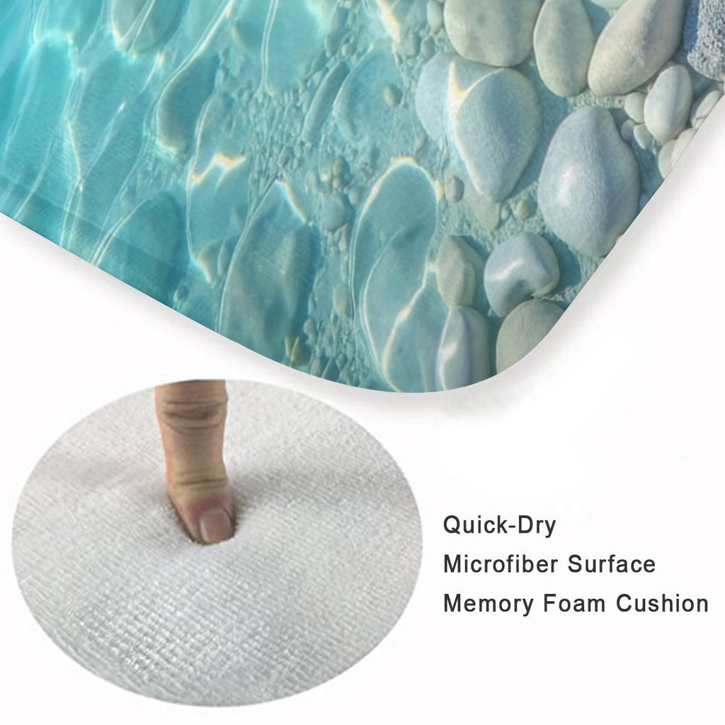 Coastal Pebble Beach Doormat – Non-Slip Ocean Entryway Mat - Area Rug - VibVie Rug