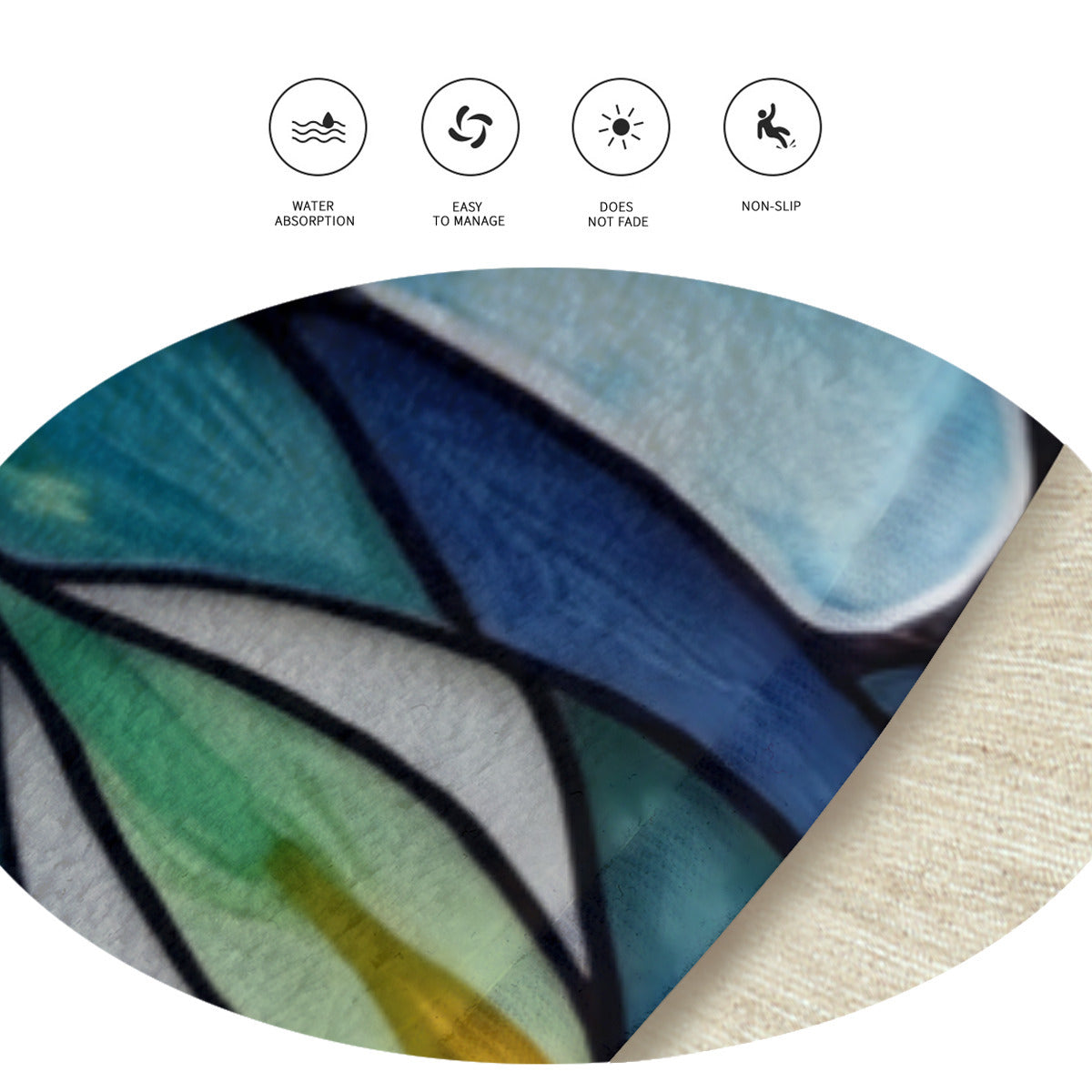 Kaleidoscope Round Rug: Stained Glass Style - Area Rug - VibVie Rug