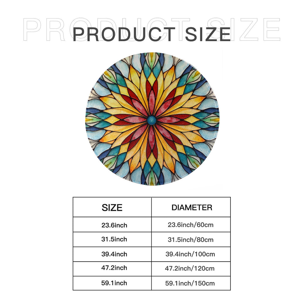 Kaleidoscope Round Rug: Stained Glass Style - Area Rug - VibVie Rug