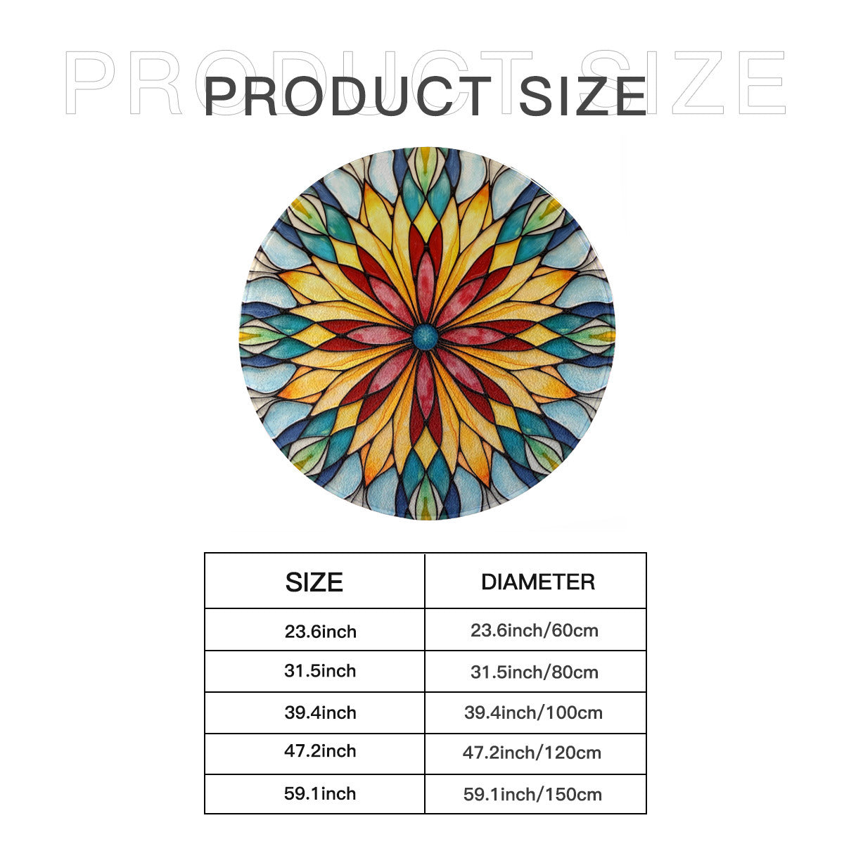 Kaleidoscope Round Rug: Stained Glass Style - Area Rug - VibVie Rug