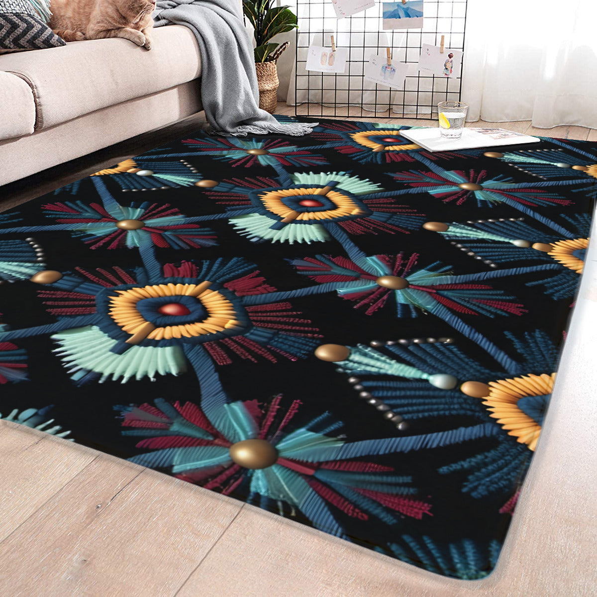 Boho Stitchwork Geometric Area Rug - Area Rug - VibVie