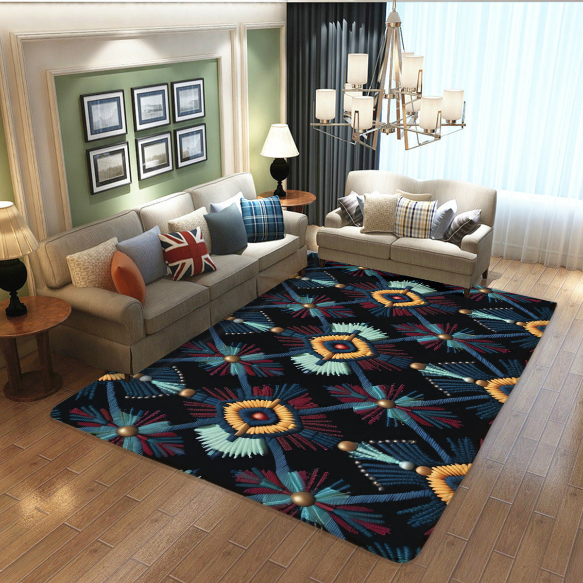 Boho Stitchwork Geometric Area Rug - Area Rug - VibVie