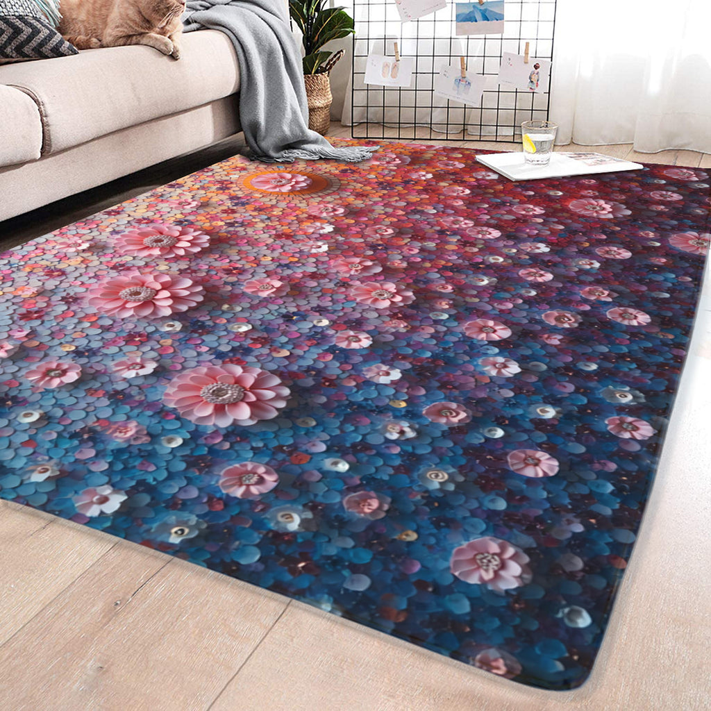 Blossom Gradient Rug - Modern Floral Living Room Rug - Area Rug - VibVie