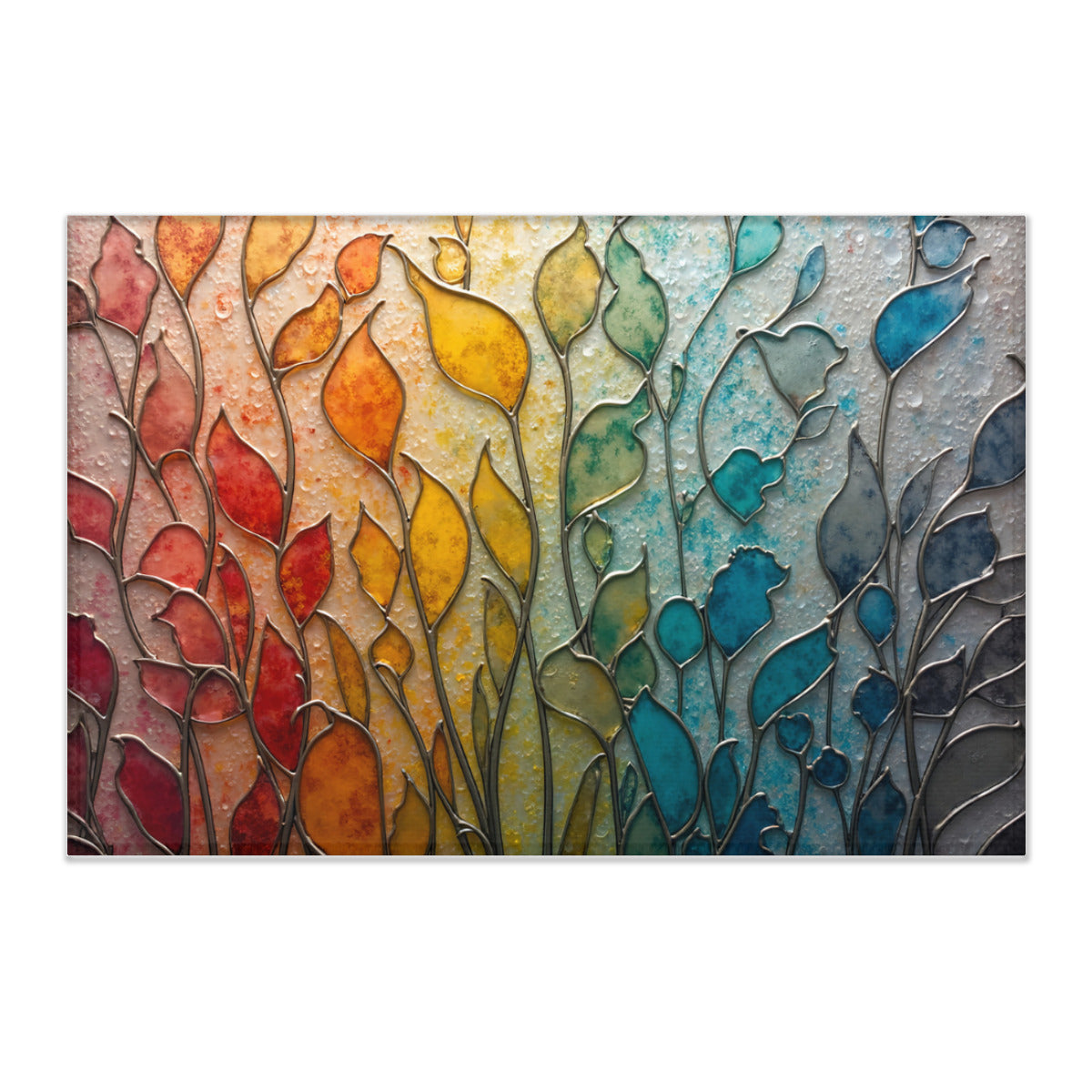 Spectrum Leaf Area - Contemporary Rainbow Patterned Living Room Rug - Area Rug - Printdoors - Area Rug