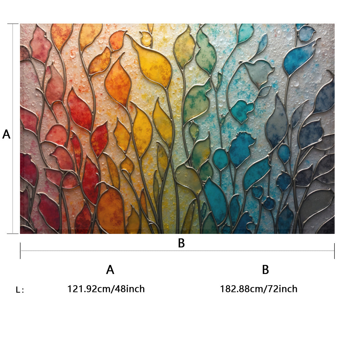 Spectrum Leaf Area - Contemporary Rainbow Patterned Living Room Rug - Area Rug - Printdoors - Area Rug