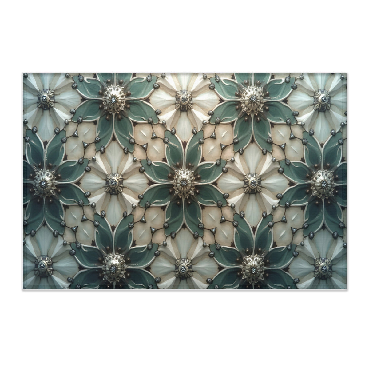 Teal Floral 3D Illusion Rug - Area Rug - VibVie