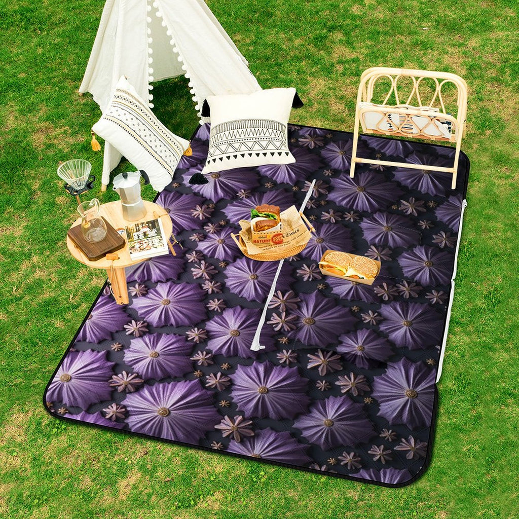Purple Reign Picnic Blanket Bag - Elegant Floral Convertible Mat