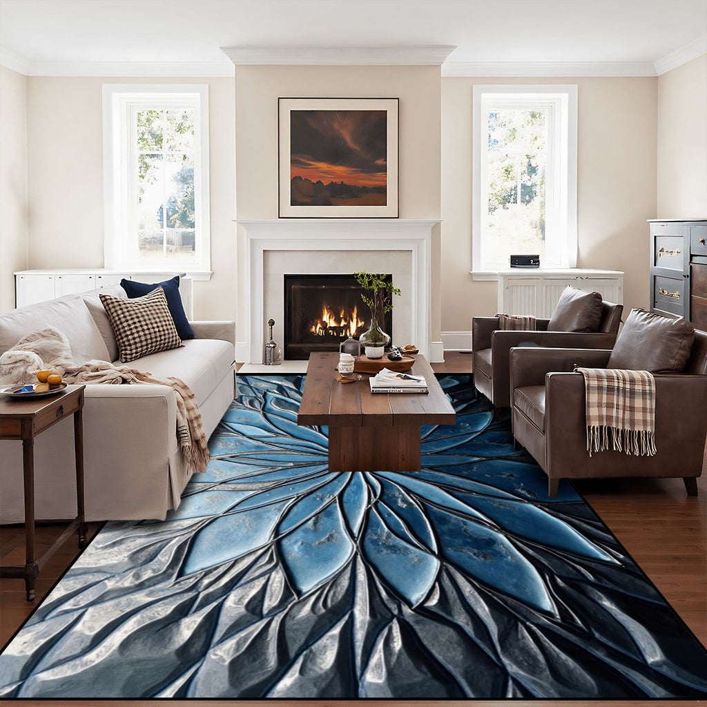 Velvet Navy Shimmer Area Rug - Rugs & Mats - VibVie