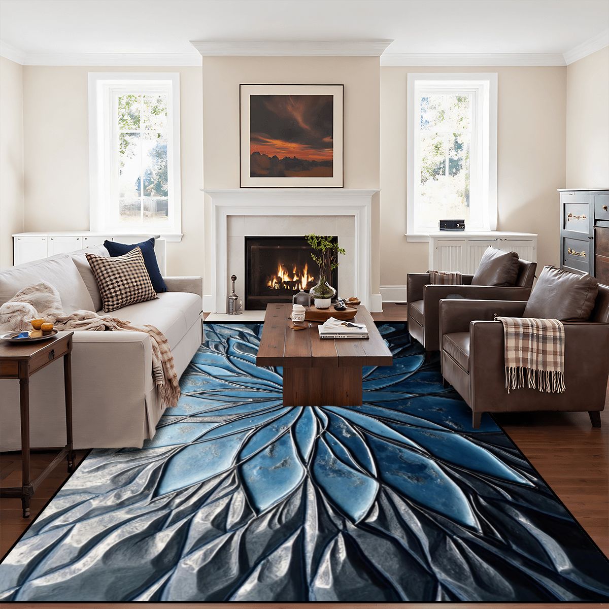 Velvet Navy Shimmer Area Rug - Rugs & Mats - VibVie