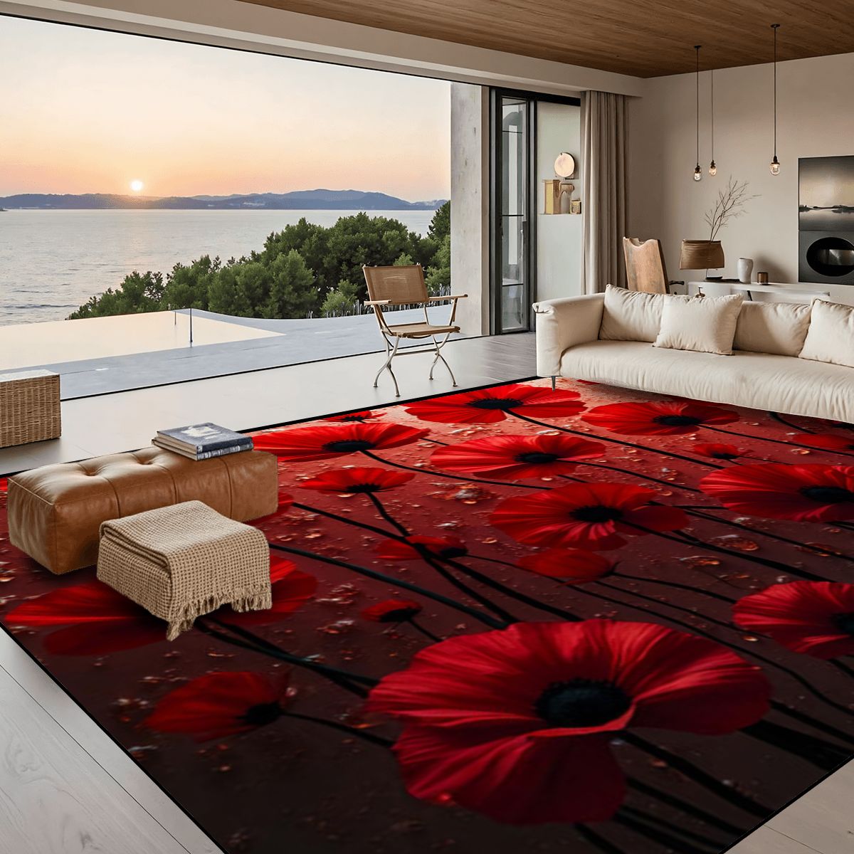 Luxury Red Floral Area Rug - Rugs & Mats - VibVie