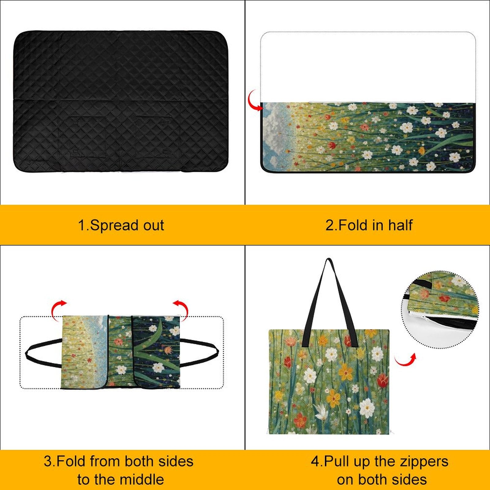 Wildflower Meadow Picnic Blanket Bag - Convertible Outdoor Mat