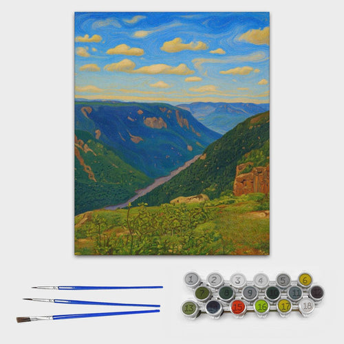 "L'Acropole des draveurs" en Charlevoix, Québec - Kit de pintura por números - Arte paisajístico DIY