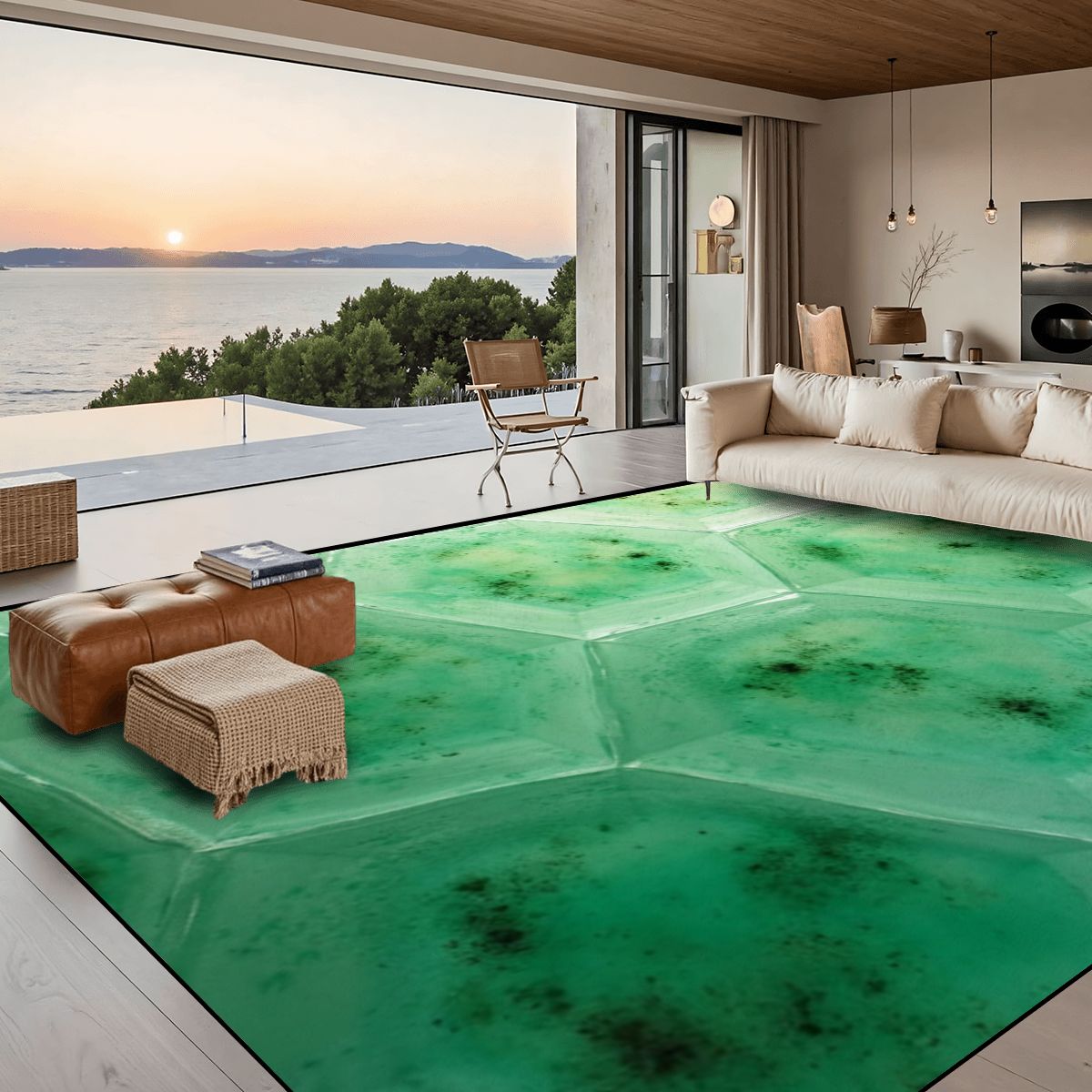 Luminous Green Abstract Accent Rug - Rugs & Mats - VibVie