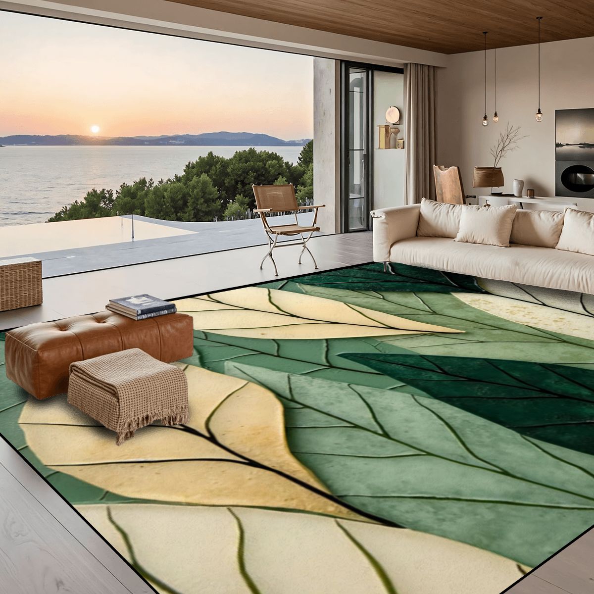Lush Green Leaf Pattern Area Rug - Rugs & Mats - VibVie