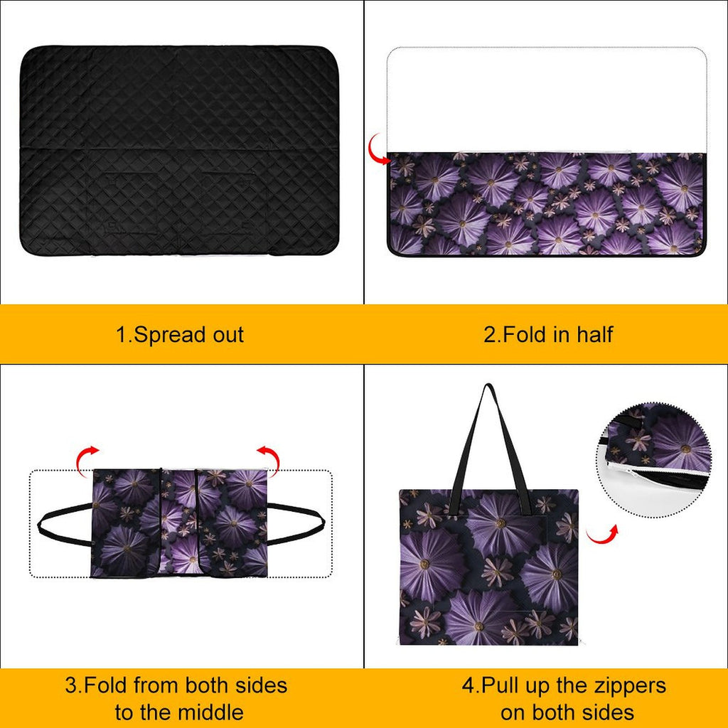 Purple Reign Picnic Blanket Bag - Elegant Floral Convertible Mat