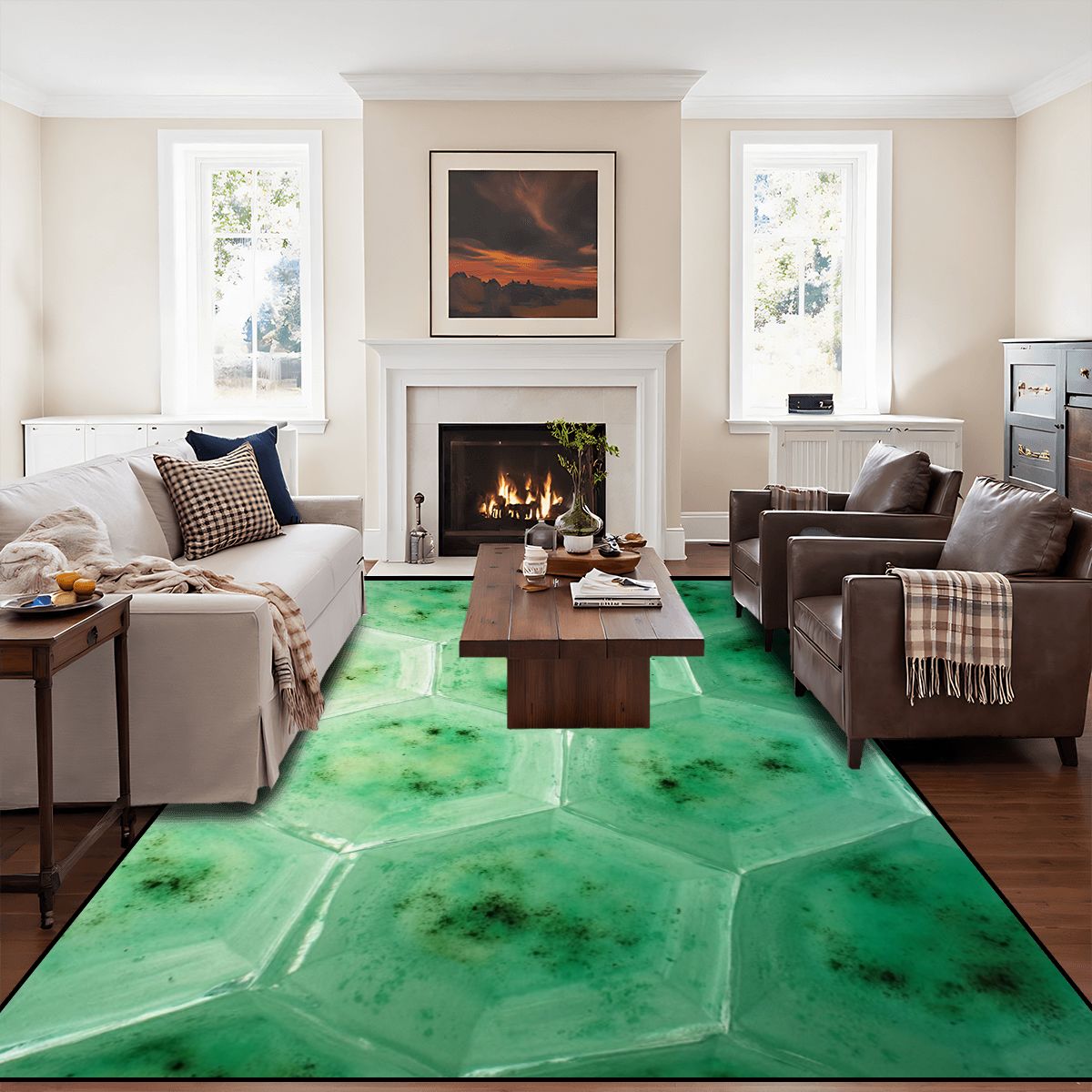 Luminous Green Abstract Accent Rug - Rugs & Mats - VibVie