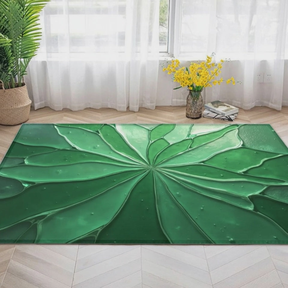 Emerald Garden Floral Area Rug - Modern Green Design