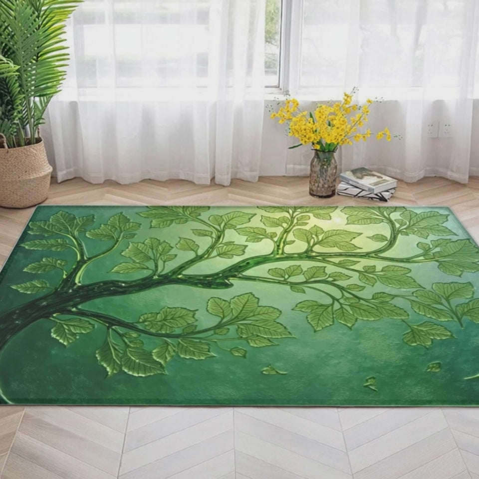 Green Tree Area Rug - Modern Nature Design